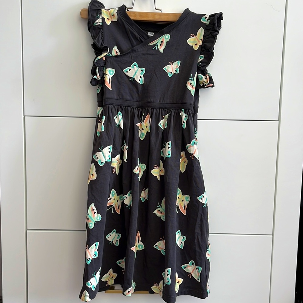 Tea Collection Kids Butterfly Girls Wrap Neck Dress, size 8